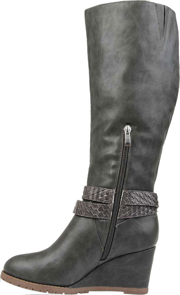Journee Collection Women's Comfort Slip Resistant Garin Almond Toe Wedge Zip up Boots Gray Size 9X-WC