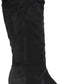 Dr. Scholl's Women's Devote Riding Faux Suede Wide Calf Boots Black Size 9M