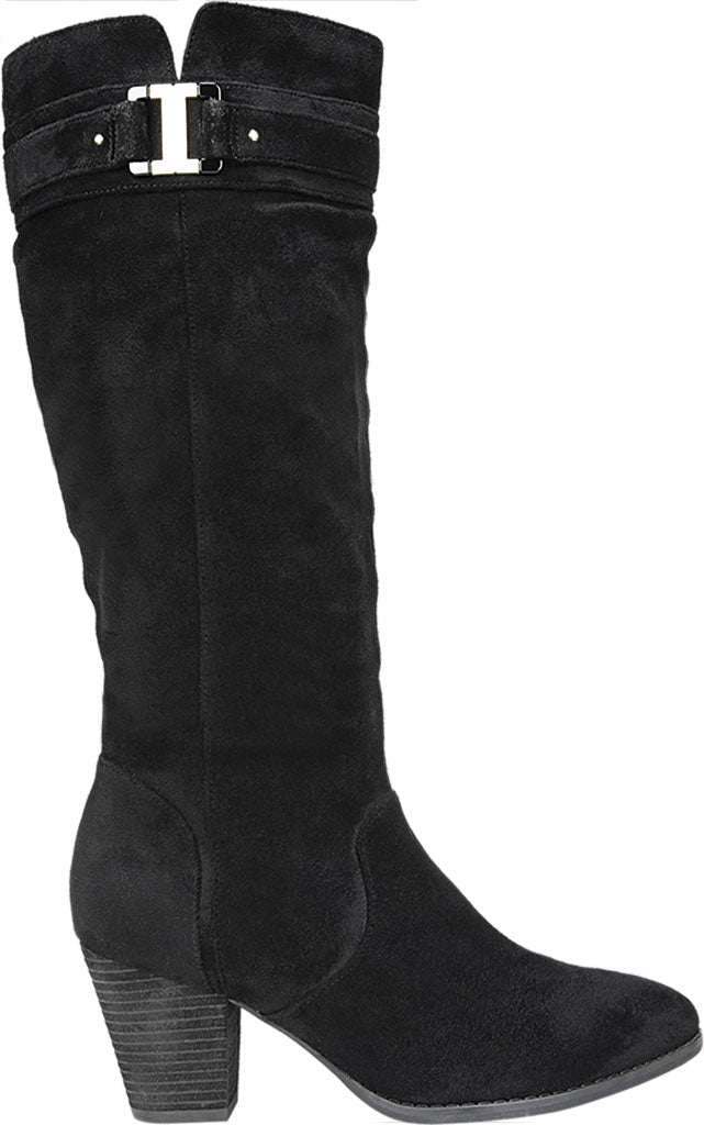 Dr. Scholl's Women's Devote Riding Faux Suede Wide Calf Boots Black Size 9M