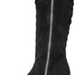 Dr. Scholl's Women's Devote Riding Faux Suede Wide Calf Boots Black Size 9M