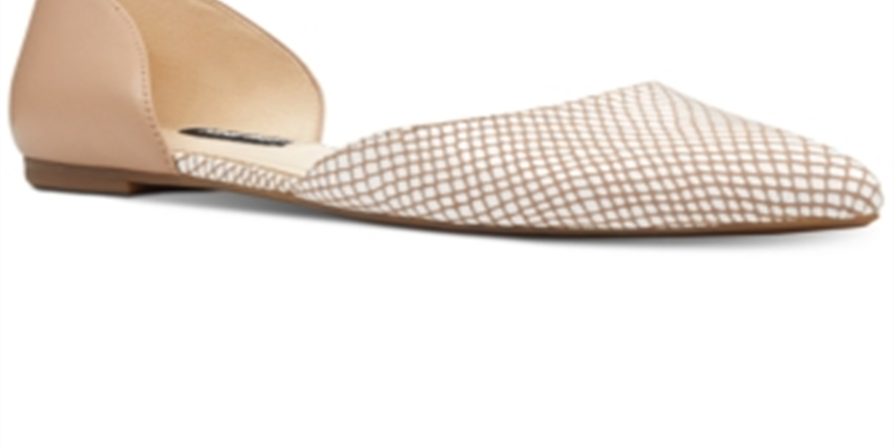 Nine West Women's Starship Leather Pointed Toe Ballet Flats Brown Size -8.5 M