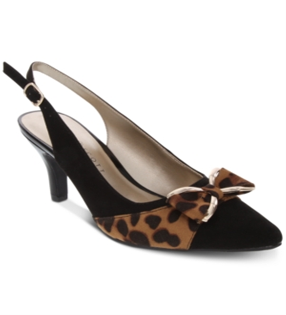Karen Scott Women's Gladiss Fabric Pointed Toe SlingBack Classic Pumps Black Size 9 M