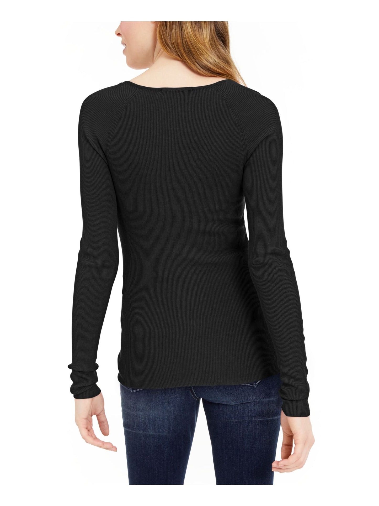 INC Women's Twist-Front Sweater  Black Size XL