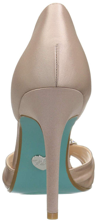 Betsey Johnson Women's Briar Fabric Peep Toe Ankle Strap Sandal Pink Size 7 M