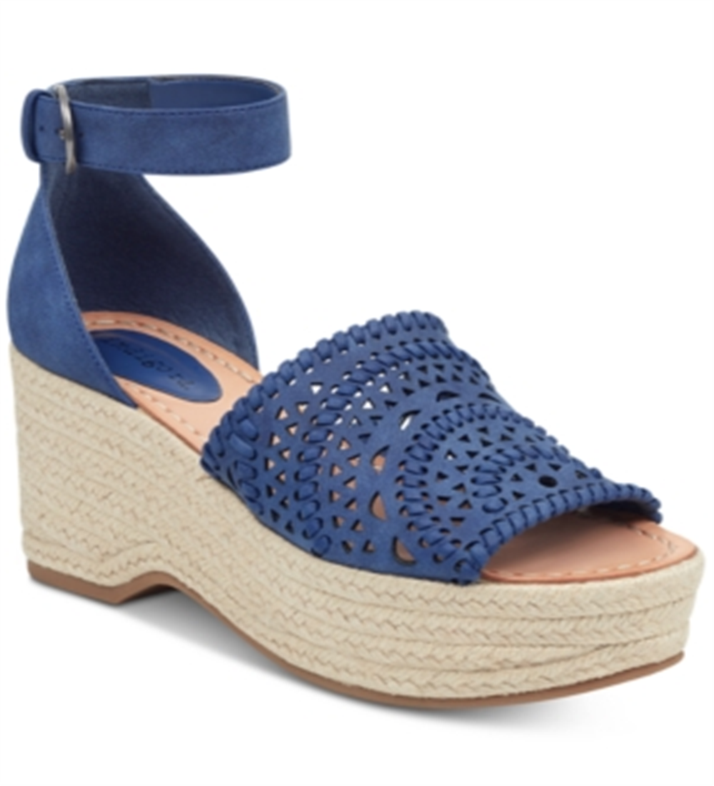 Indigo Rd. Women's Jordie Faux Leather Espadrille Wedge Sandals Blue Size 8.5 M