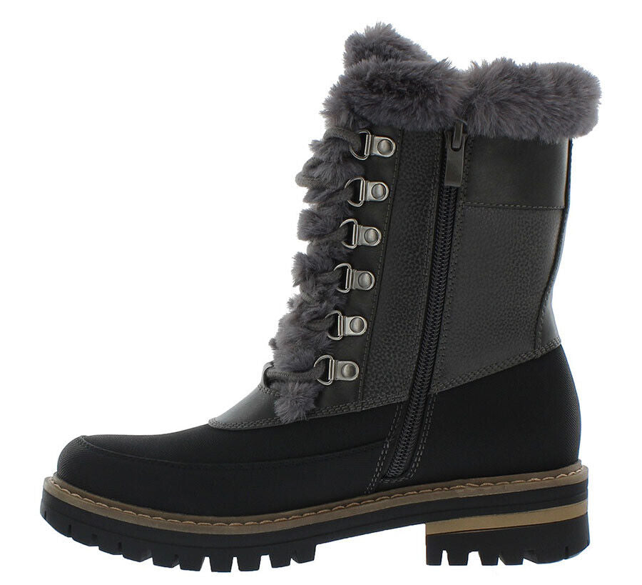 Khombu Women's Francie with Faux Fur Trim Boots Gray Size 6 M