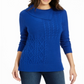 Charter Club Women's Petite Envelope-Neck Cable-Kni Modern Blue Size PM