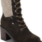 Marc Fisher Women's Lansly Faux Fur Lug Sole Lace up Boot Green Size 9.5M