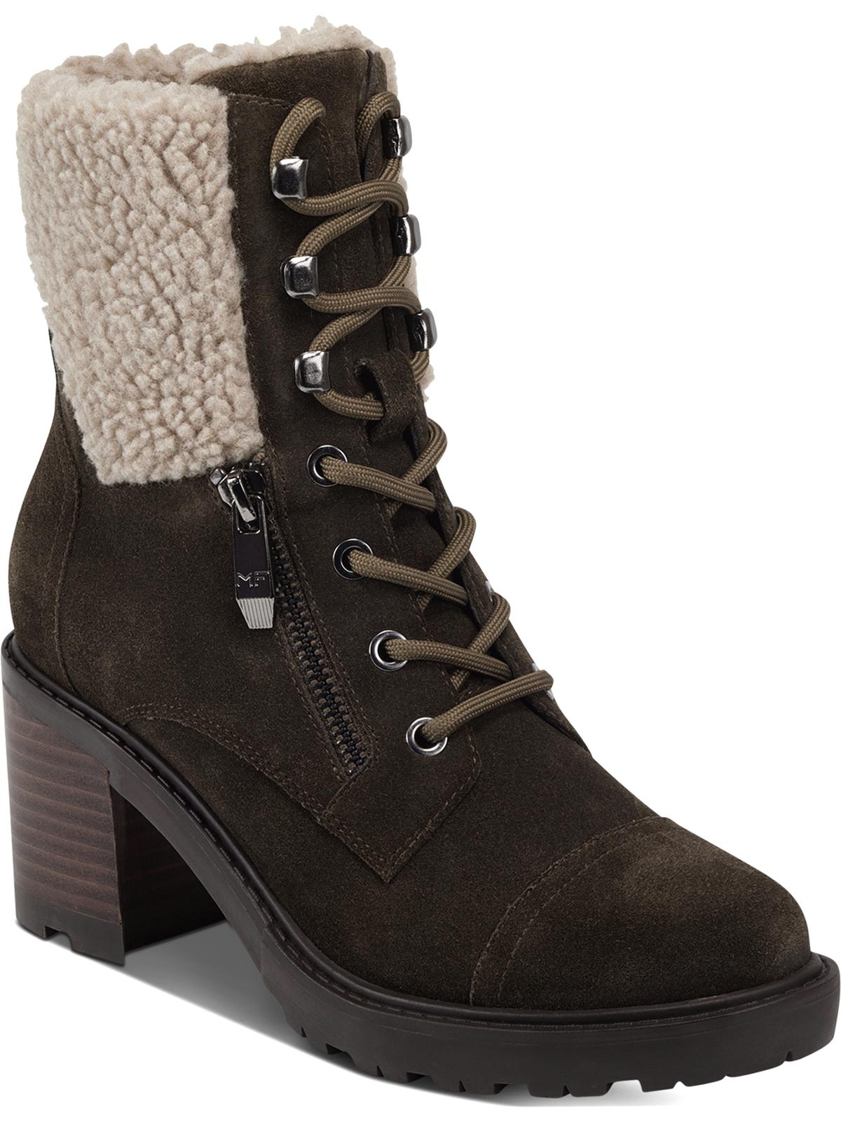 Marc Fisher Women's Lansly Faux Fur Lug Sole Lace up Boot Green Size 9.5M
