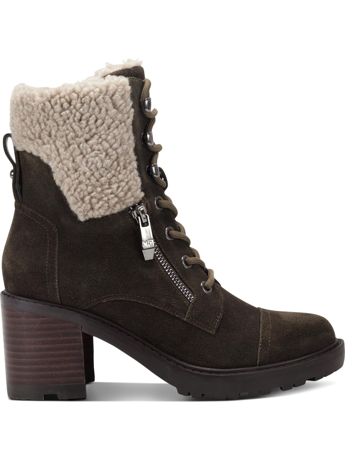 Marc Fisher Women's Lansly Faux Fur Lug Sole Lace up Boot Green Size 9.5M