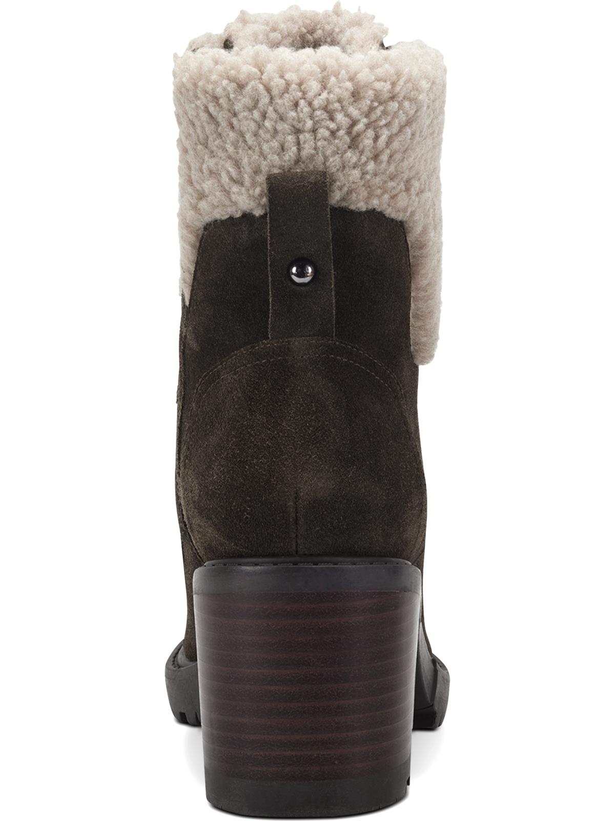 Marc Fisher Women's Lansly Faux Fur Lug Sole Lace up Boot Green Size 9.5M
