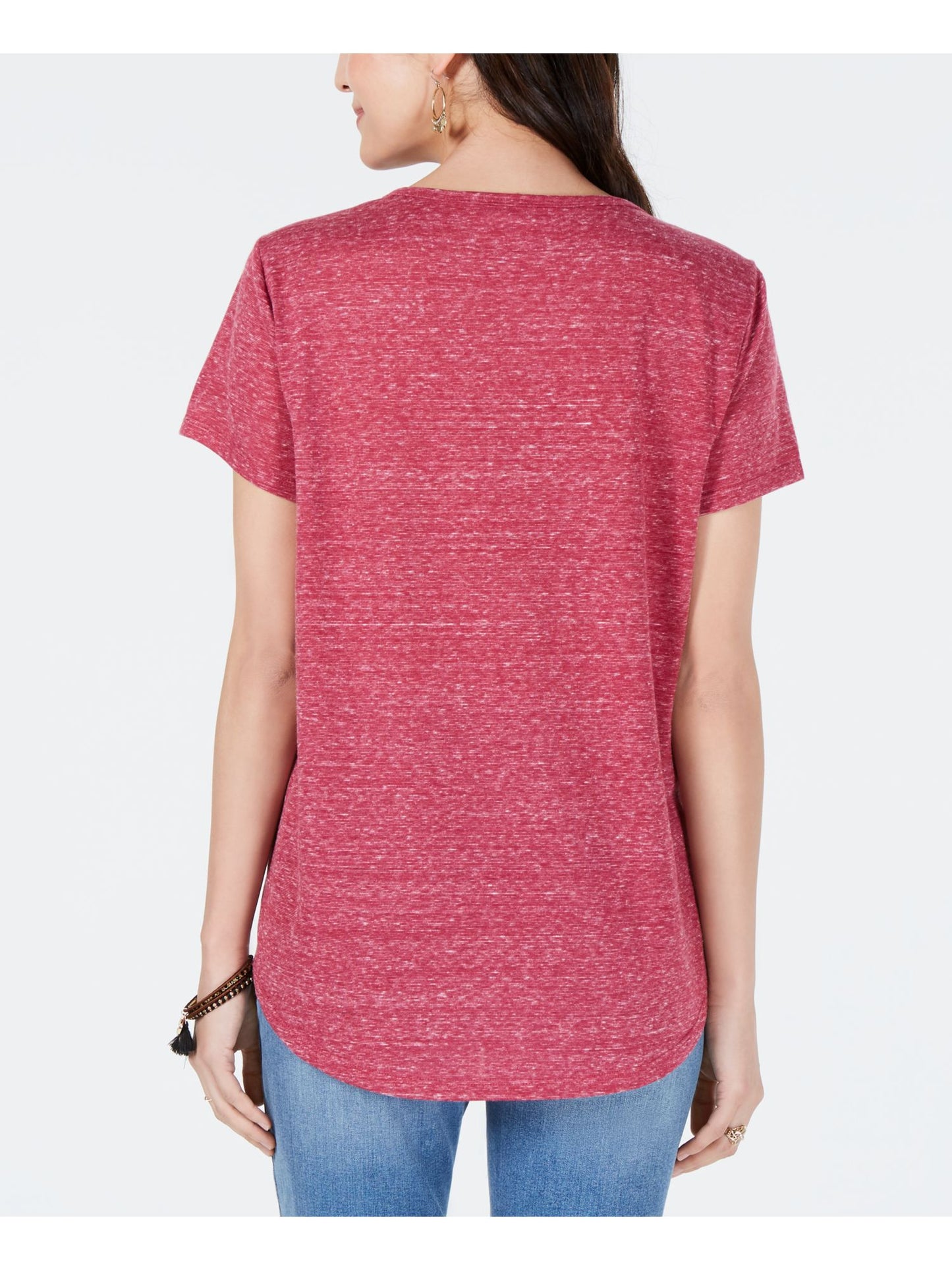 Style & Co Women's  Blend Short Sleeve V Neck T-Shirt Pink Size XS