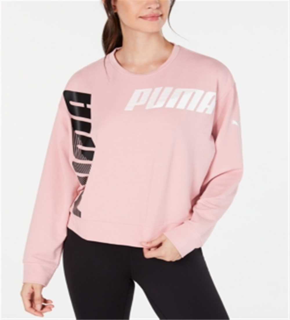 Puma Women's Pullover Sweaters Bridal Rose Modern Sport Crewneck Sweater Pink Size Small