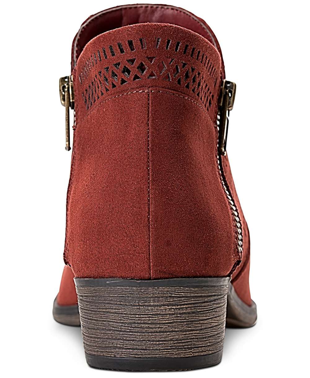 American Rag Women's Perforated Abby Round Toe Block Heel Booties Reb Size 6 M