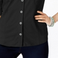 Style & Co Women's Jersey Utility Shirt Black Size Petite