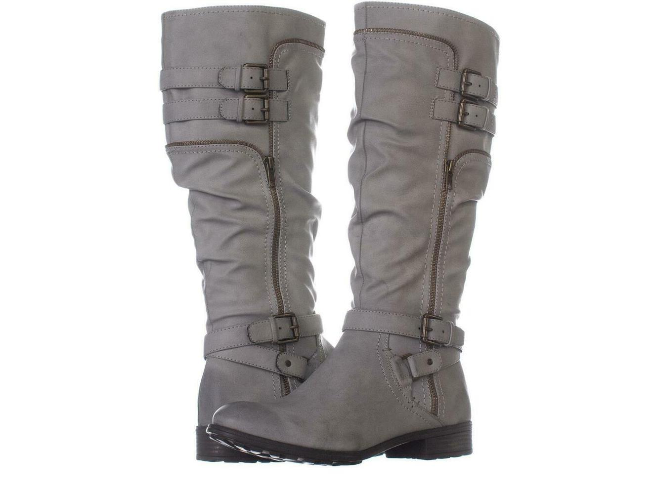 White Mountain Women's Remi Round Toe Knee High Combat Boots Gray Size 9 M