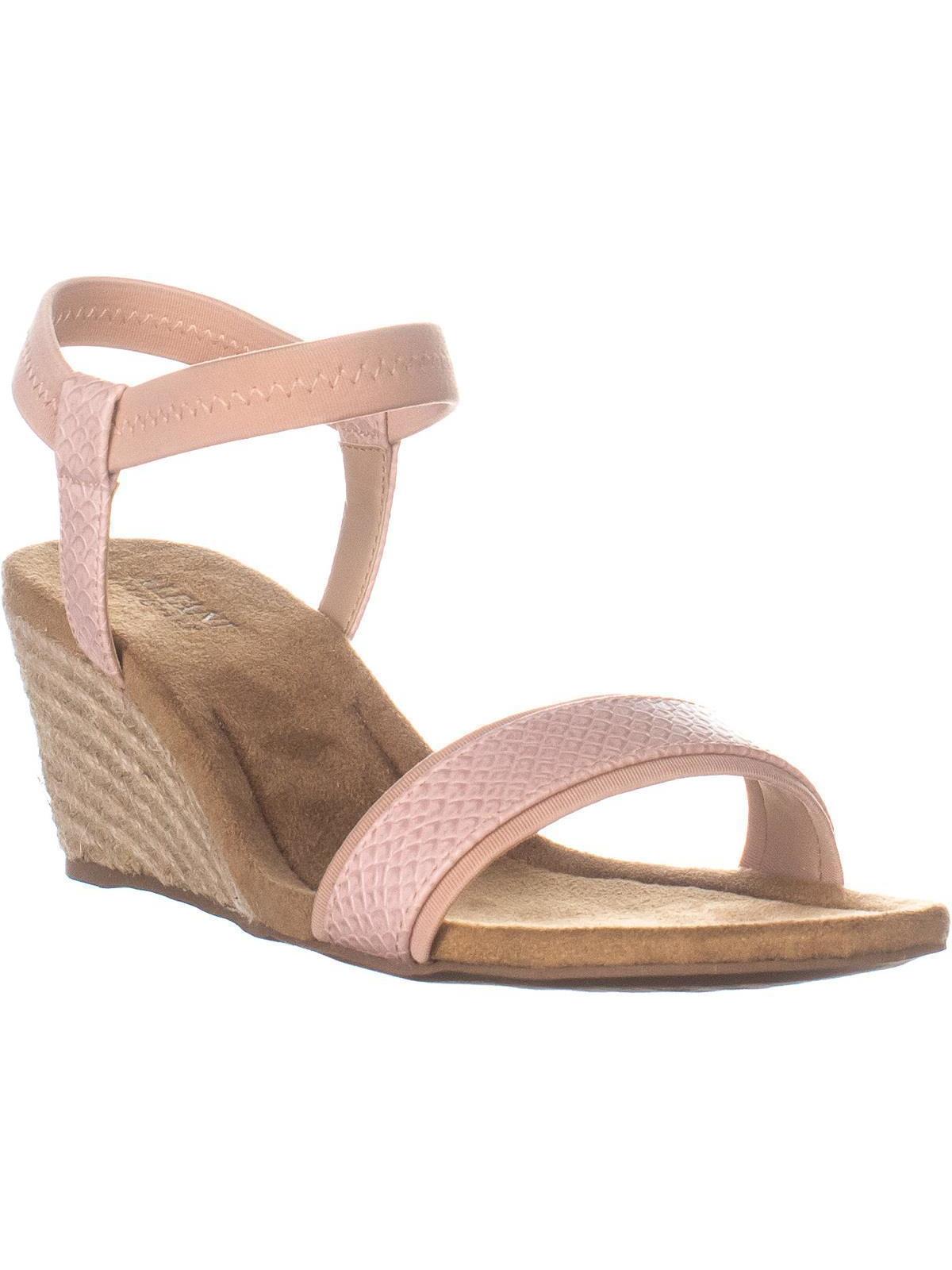 Alfani Women's Gillee Fabric Open Toe Casual Ankle Strap Sandals Pink Size 7.5 M