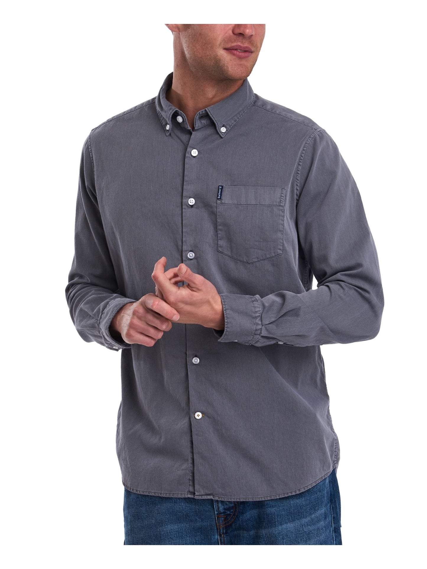 BARBOUR Men's  Logo Graphic Collared Work Dress Shirt Black Size XXL