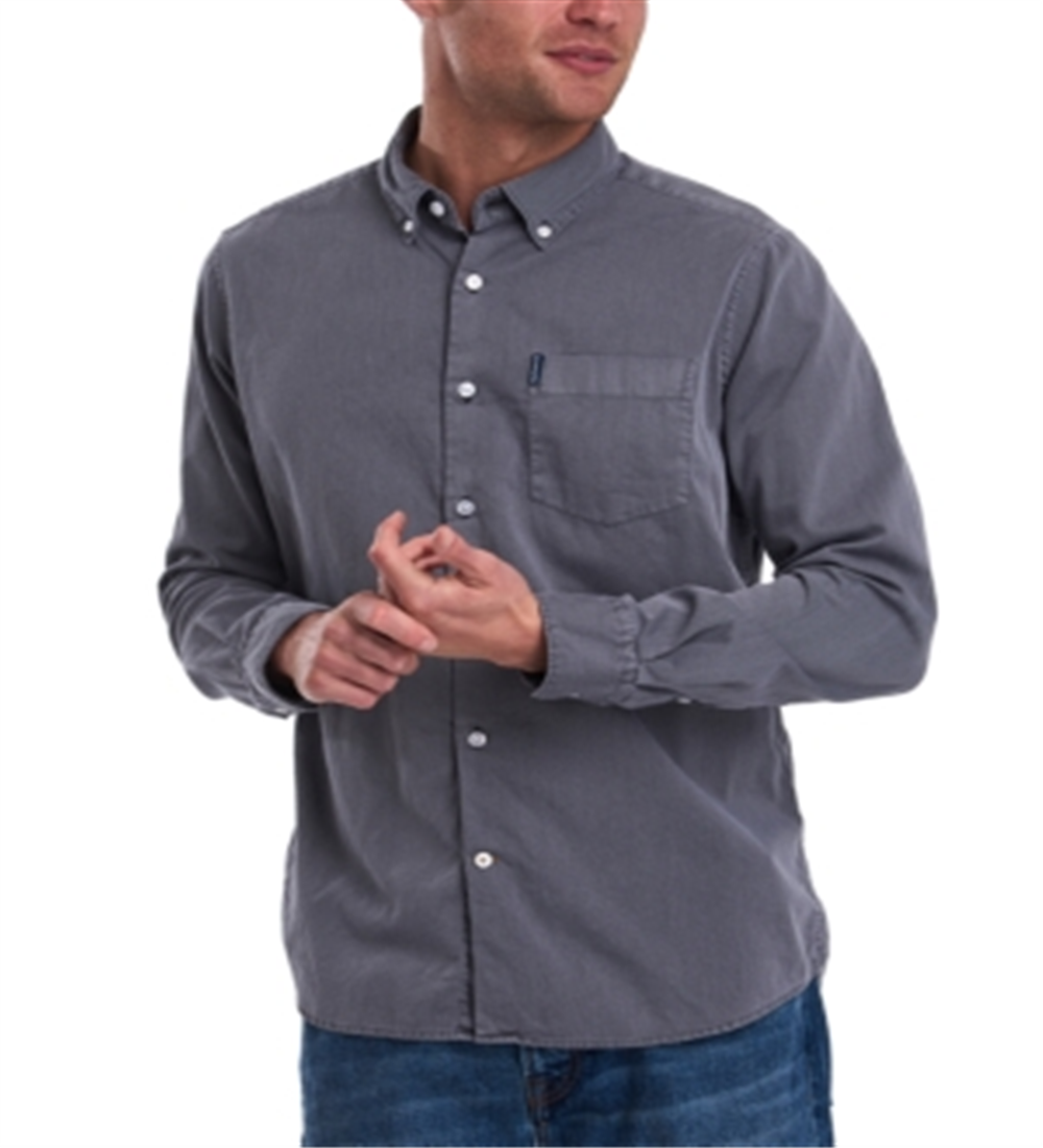 BARBOUR Men's  Logo Graphic Collared Work Dress Shirt Black Size XXL