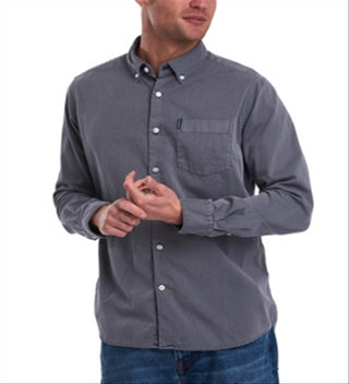 BARBOUR Men's  Logo Graphic Collared Work Dress Shirt Black Size XXL