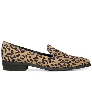 Bar Iii Women's  Animal Print Leopard Strap Detail Padded Involve Almond Toe Block Heel Slip on Loafers Brown Size 9 M