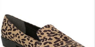Bar Iii Women's  Animal Print Leopard Strap Detail Padded Involve Almond Toe Block Heel Slip on Loafers Brown Size 9 M