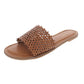 XOXO Women's Rachad Faux Leather Slide Flat Sandals Tan Size 7M