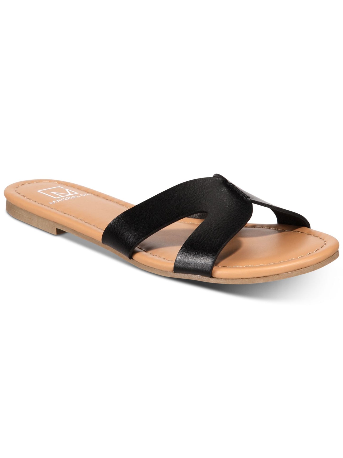 Material Girl Women's Cushioned Acelina Round Toe Slip on Slide Sandals Black Size 6.5 M