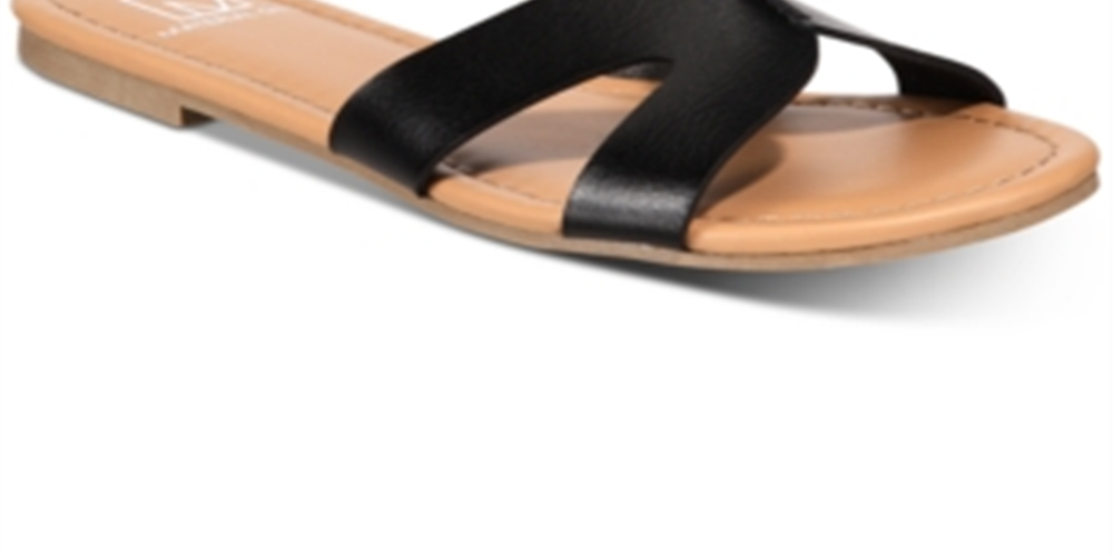 Material Girl Women's Cushioned Acelina Round Toe Slip on Slide Sandals Black Size 6.5 M