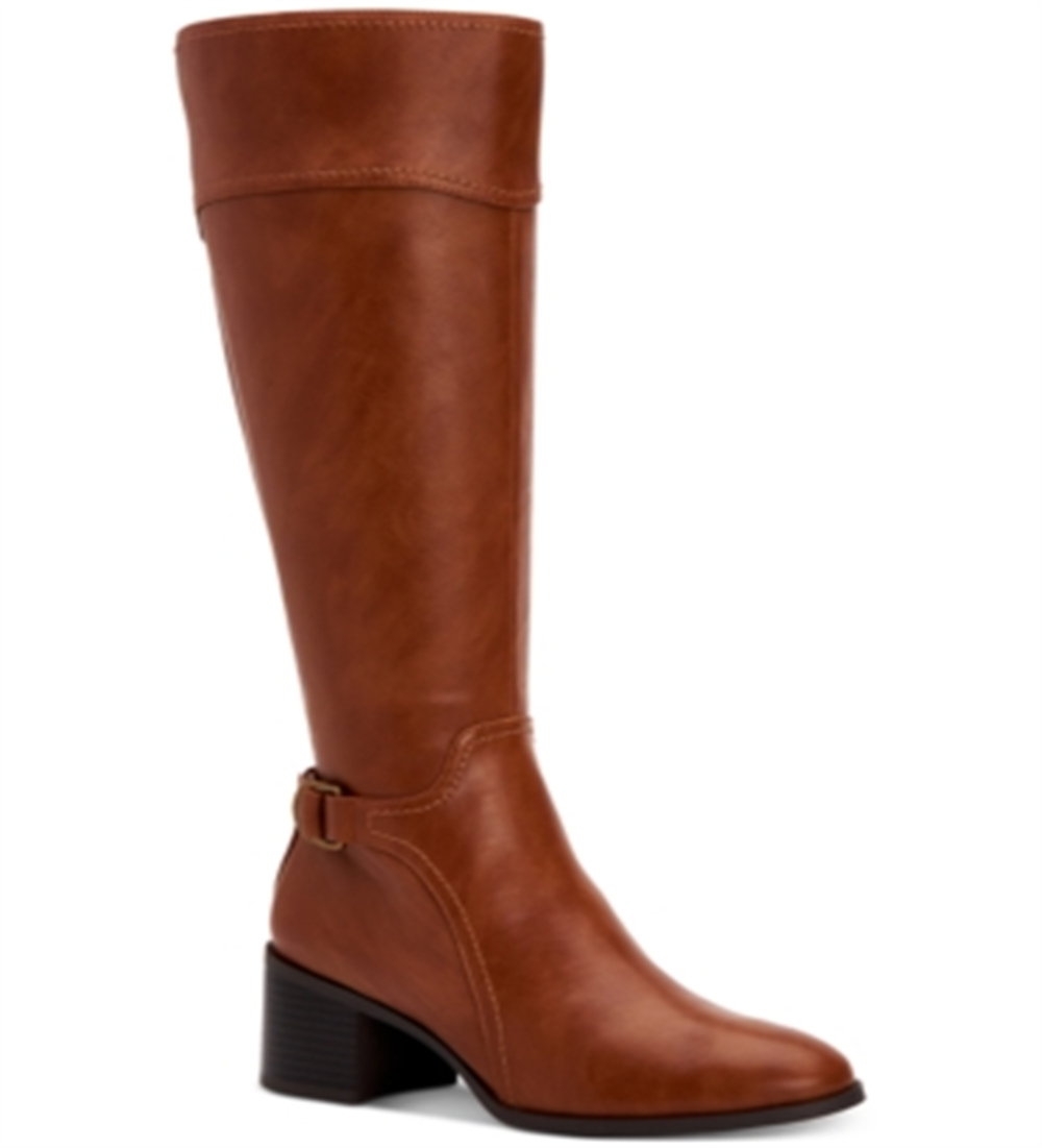 Style & Co Women's Vannie Faux Leather Tall Riding Whiskey Smooth Boots Brown Size 5.5 M