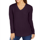 Charter Club Women's  V-Neck Sweater  Purple Size Medium
