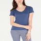 Tommy Hilfiger Women's V-Neck T-Shirt  Indigo Heather Blue Size XL