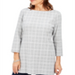 Karen Scott Women's  Plaid Tunic  - Smoke Grey Heather Gray Size XL