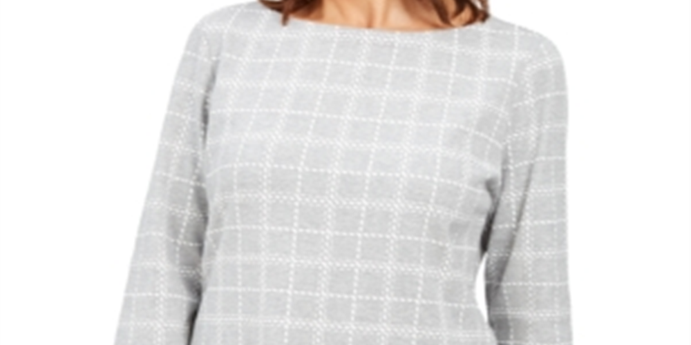 Karen Scott Women's  Plaid Tunic  - Smoke Grey Heather Gray Size XL