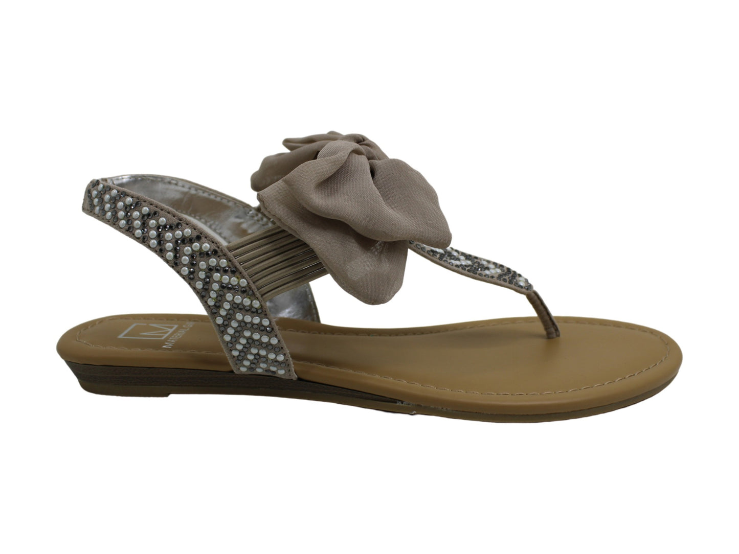 Material Girl Women's Swan3 Fabric Split Toe Casual Slingback Sandals Gray Size 7 M