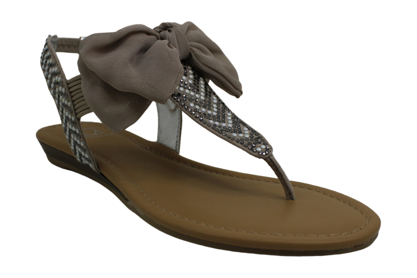 Material Girl Women's Swan3 Fabric Split Toe Casual Slingback Sandals Gray Size 7 M