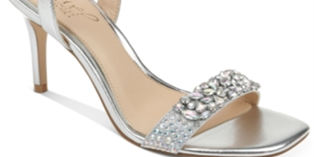 Jewel Badgley Mischka Women's Natasha Patent Slingback Evening Heels Silver Size 6.5M