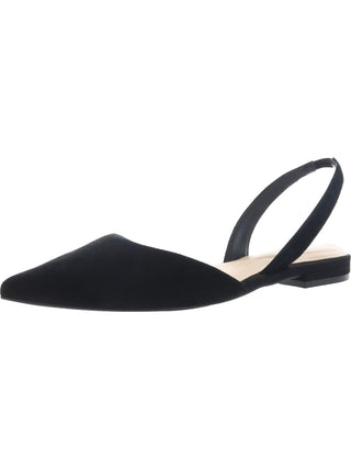 Alfani Women's Slingback Cushioned Comfort Ryann Pointed Toe Block Heel Slip on Leather Flats Black Size 6 M