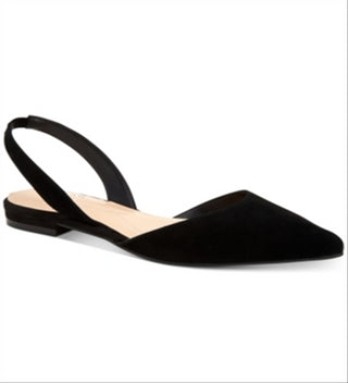 Alfani Women's Slingback Cushioned Comfort Ryann Pointed Toe Block Heel Slip on Leather Flats Black Size 6 M