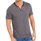 INC Men's Striped Split-Neck T-Shirt  Blue Size Small