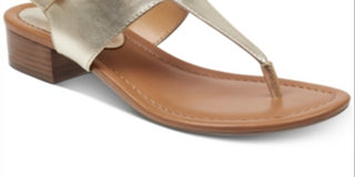 Tommy Hilfiger Women's King Leather Open Toe Casual Ankle Strap Sandals Gold Size 7.5