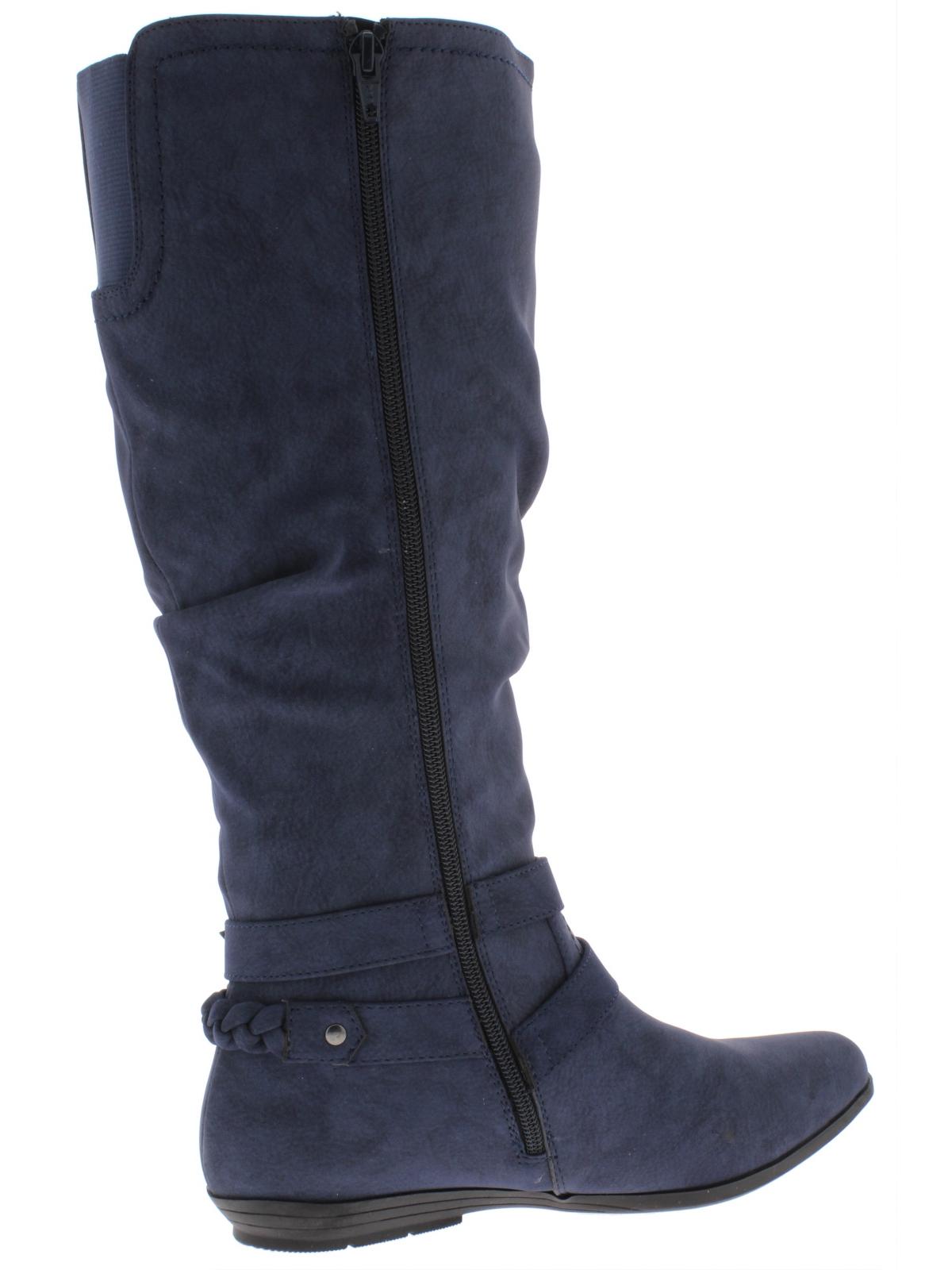 Cliffs by White Mountain Women's Fairfield Buckle Riding Boots Blue Size 8.5 M