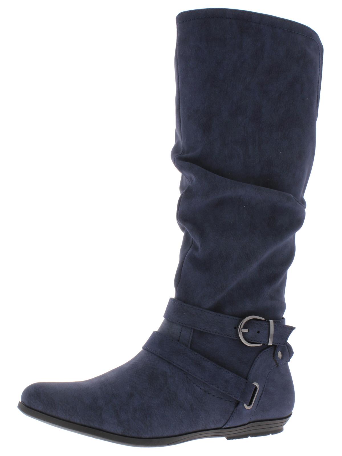 Cliffs by White Mountain Women's Fairfield Buckle Riding Boots Blue Size 8.5 M