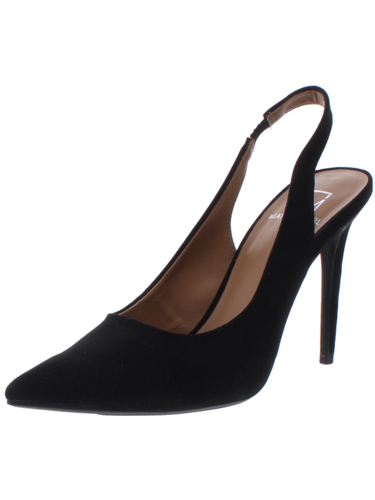 Material Girl Women's Slingback Goring Cushioned Darcie Pointed Toe Stiletto Slip on Dress Pumps Black Size 9 M