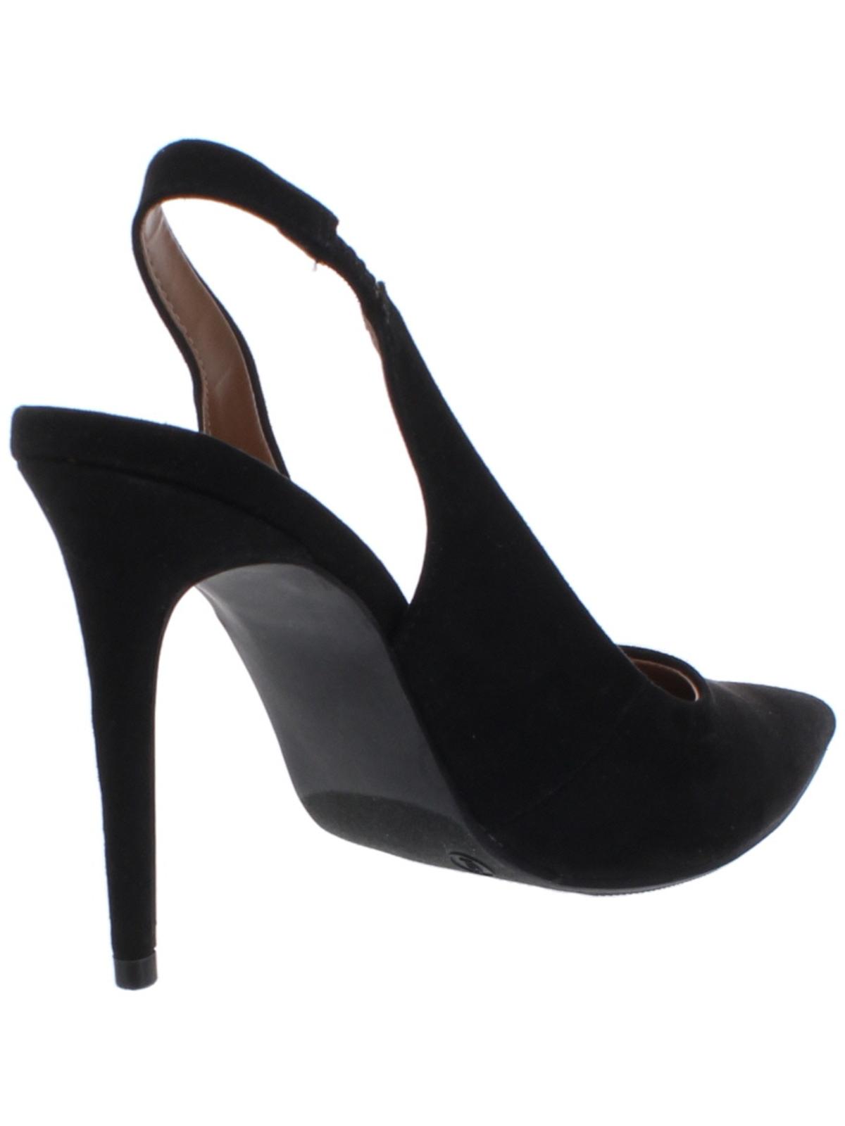 Material Girl Women's Slingback Goring Cushioned Darcie Pointed Toe Stiletto Slip on Dress Pumps Black Size 9 M