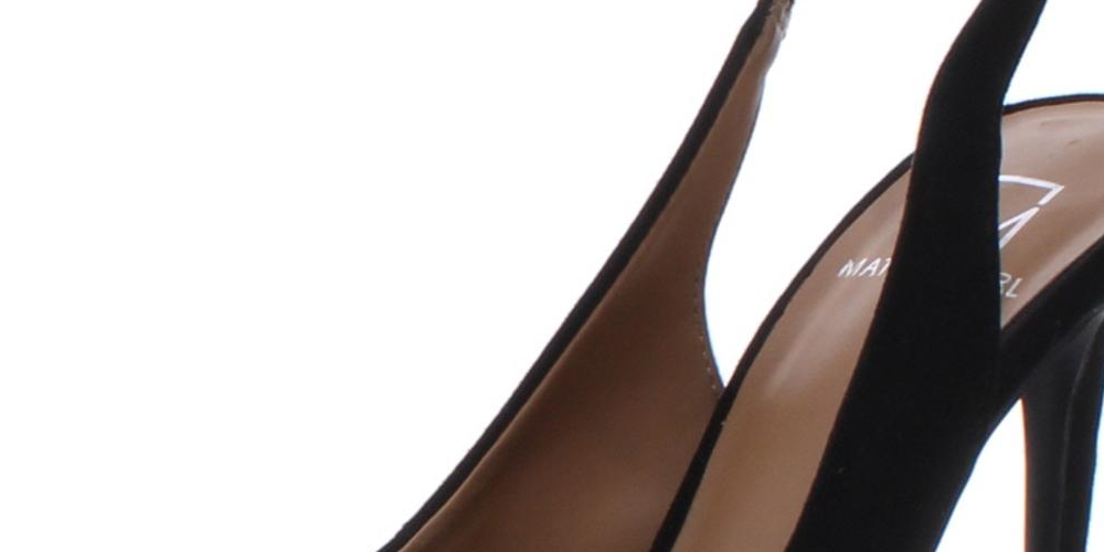 Material Girl Women's Slingback Goring Cushioned Darcie Pointed Toe Stiletto Slip on Dress Pumps Black Size 9 M