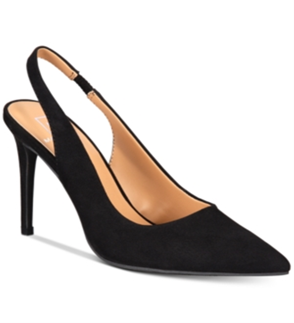 Material Girl Women's Slingback Goring Cushioned Darcie Pointed Toe Stiletto Slip on Dress Pumps Black Size 9 M