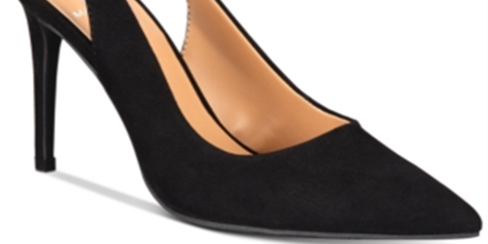 Material Girl Women's Slingback Goring Cushioned Darcie Pointed Toe Stiletto Slip on Dress Pumps Black Size 9 M