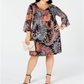 Connected Apparel Women's Dress Plus Paisley Bell-Sleeve Black Size 20W