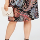 Connected Apparel Women's Dress Plus Paisley Bell-Sleeve Black Size 20W